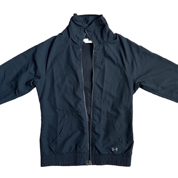 UNDER ARMOUR BLACK FULL ZIP MOCKNECK WINDBREAKER JACKET SIZE XS - Picture 3 of 6